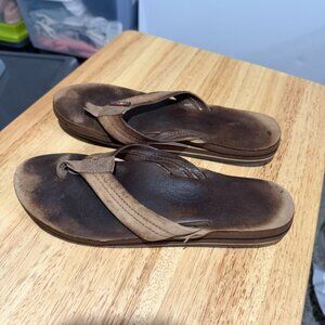 Rainbow Double Layer Arch flip flops brown Large (8.5) Flip Flops
